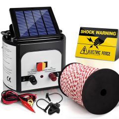 Giantz Fence Energiser 3KM Solar Powered Electric 1200M Poly Tape