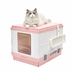 YES4PETS XL Portable Cat Toilet Litter Box Tray Foldable House with Handle and Scoop Pink