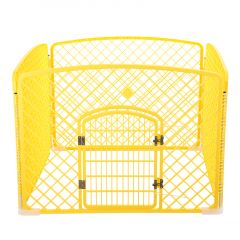 YES4PETS 4 Panel Plastic Pet Pen Pet Foldable Fence Dog Fence Enclosure With Gate Yellow