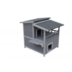 YES4PETS 2 Story Cat Shelter Condo with Escape Door Rainproof Kitty House