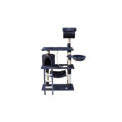 YES4PETS 140 cm Cat Scratching Post Tree W ladder & Hammock Grey