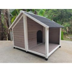 YES4PETS L Timber Pet Dog Kennel House Puppy Wooden Timber Cabin 130x105x100cm Grey