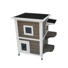 YES4PETS 2 Story Cat Shelter Condo with Escape Door Rainproof Kitty House