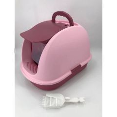 YES4PETS XL Portable Hooded Cat Toilet Litter Box Tray House with Charcoal Filter and Scoop Pink