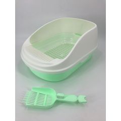 YES4PETS Large Portable Cat Toilet Litter Box Tray with Scoop and Grid Tray Green