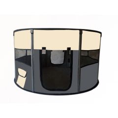 Large Round Portable Soft Playpen Dog Cat Rabbit Puppy Playpen-Grey