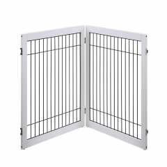 Wooden Dog Pen and Pet Gate Two-Panel Extension, White