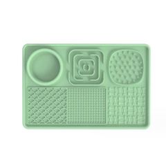 Multi-Functional Slow Feeder Mat for Dogs- Anti-Slip Lick Pad with Multiple Textures Rectangle 2PCS (Pink & Green)