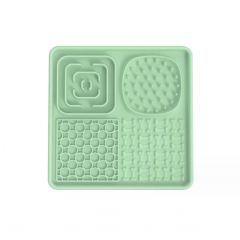 Multi-Functional Slow Feeder Mat for Dogs- Anti-Slip Lick Pad with Multiple Textures Square 2PCS (Pink & Green)