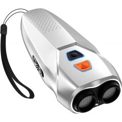 Silver Handheld Ultrasonic Dog Trainer with Dual Mode | Training & Deterrent Device with LED Light