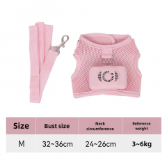 Size M Pink Pet Cooling Harness LED Lights & Leash - Summer Relief for Small Dogs and Cats
