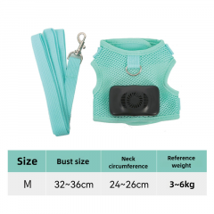 Size M Green Pet Cooling Harness LED Lights & Leash - Summer Relief for Small Dogs and Cats