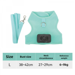 Size L Green Pet Cooling Harness LED Lights & Leash - Summer Relief for Small Dogs and Cats