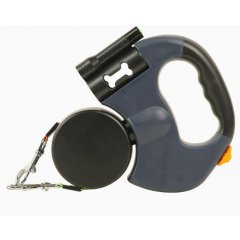 Grey Replaceable Battery Dog Leash with Flashlight - Ideal for Night Walks, Suitable for Small to Large Breeds