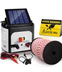 Giantz Fence Energiser 8KM Solar Powered Electric 500M Poly Rope