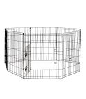 4Paws 8 Panel Playpen Puppy Exercise Fence Cage Enclosure Pets Black All Sizes - 24" - Black