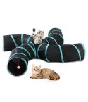 Pet Cat Kitten Puppy 4-Way Tunnel Play Toy Foldable Funny Exercise Tunnel Rabbit