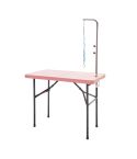 Paw Mate Pet Grooming Salon Table 97cm Adjustable Foldable Mobile Dog Cat for Commercial PINK