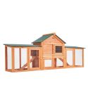 Rabbit Hutch Chicken Coop 204 x 45 x 85cm 2 Storey Cage Mansion