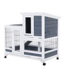 Rabbit Hutch Chicken Coop with Wheels 96.5 x 56 x 90.5cm 2 Storey Pet Cage Run THUMPER