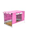 Wire Dog Cage Crate 30in with Tray + Cushion Mat + PINK Cover Combo