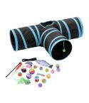 YES4PETS Pet Cat Toys Tri-Tunnel Collapsible Tent Training Play Kitten Rabbit Tubes
