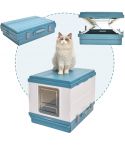 YES4PETS XL Portable Cat Toilet Litter Box Tray Foldable House with Handle and Scoop Blue