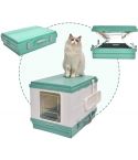 YES4PETS XL Portable Cat Toilet Litter Box Tray Foldable House with Handle and Scoop Green