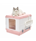 YES4PETS XL Portable Cat Toilet Litter Box Tray Foldable House with Handle and Scoop Pink