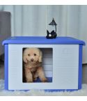 YES4PETS Small Plastic Pet Dog Puppy Cat House Kennel Blue