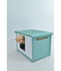 YES4PETS Small Plastic Pet Dog Puppy Cat House Kennel Green