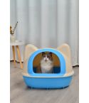 YES4PETS Large Hooded Cat Toilet Litter Box Tray House With Scoop Blue