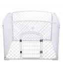 YES4PETS 4 Panel Plastic Pet Pen Pet Foldable Fence Dog Fence Enclosure With Gate White
