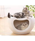 YES4PETS Cat Kitten Bed Cave Small Dog House Kennel Plastic Pet Pod Bedding Igloo White