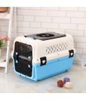 YES4PETS Medium Dog Cat Crate Pet Rabbit Carrier Travel Cage With Tray & Window Blue