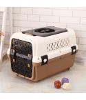 YES4PETS Medium Dog Cat Crate Pet Rabbit Carrier Travel Cage With Tray & Window Brown