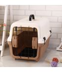 YES4PETS Medium Portable Plastic Dog Cat Pet Pets Carrier Travel Cage With Tray-Brown