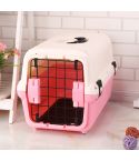 YES4PETS Medium Portable Plastic Dog Cat Pet Pets Carrier Travel Cage With Tray-Pink