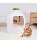 YES4PETS Multifunctional Cat Litter Box Pet Cat House Semi-Enclosed White