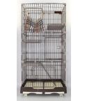 146 cm Brown Pet 4 Level Cat Cage House With Litter Tray & Wheel 72x47x146 cm