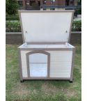 YES4PETS M Timber Pet Dog Kennel House Puppy Wooden Timber Cabin With Stripe White