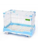 YES4PETS Large Blue Pet Dog Cage Cat Rabbit  Crate Kennel With Potty Pad And Wheel
