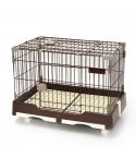 YES4PETS Large Brown Pet Dog Cage Cat Rabbit  Crate Kennel With Potty Pad And Wheel