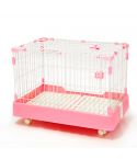 YES4PETS Large Pink Pet Dog Cage Cat Rabbit  Crate Kennel With Potty Pad And Wheel