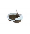YES4PETS Small Portable Cat Kitten Rabbit Toilet Litter Box Tray with Scoop Brown