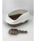 YES4PETS Large Deep Portable Cat Toilet Litter Box Tray with Scoop Brown