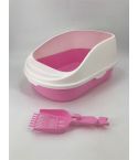 YES4PETS  Large Deep Cat Toilet Litter Box Tray High Wall with Scoop Pink