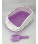 YES4PETS Large Portable Cat Toilet Litter Box Tray House with Scoop Purple