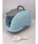YES4PETS XL Portable Hooded Cat Toilet Litter Box Tray House w Charcoal Filter and Scoop Blue