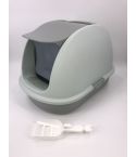 YES4PETS XL Portable Hooded Cat Toilet Litter Box Tray House w Charcoal Filter and Scoop Grey